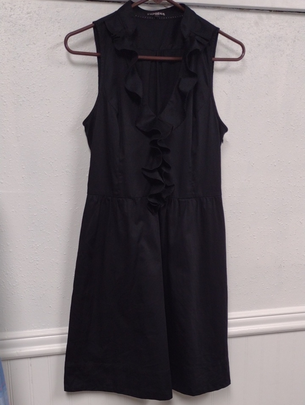 Express Black Sleeveless Ruffle Front Dress